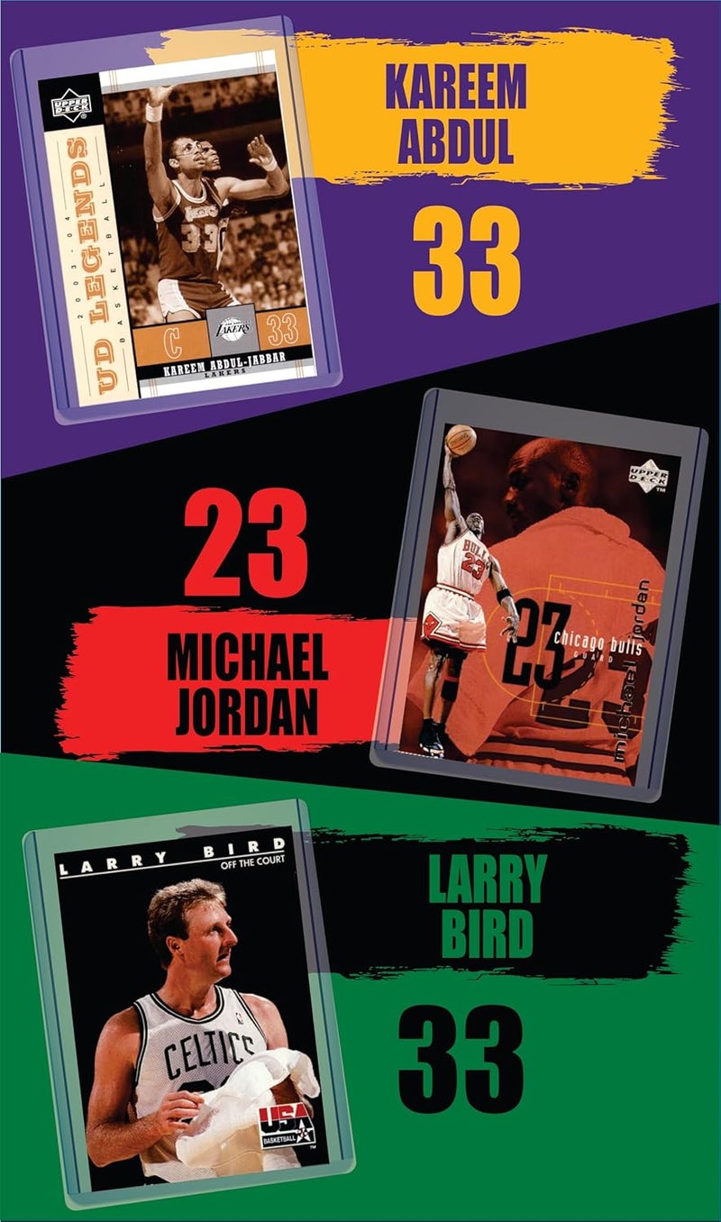 Chaser Basketball GOAT Cards: Michael Jordan, Lebron James, Kareem Abdul-Jabbar, Magic Johnson, Larry Bird, Kobe Bryant, Shaquille O’Neal, Wilt Chamberlain, and Bill Russell (9) Assorted Cards Gift Pack - All-Time Greats - Image 3